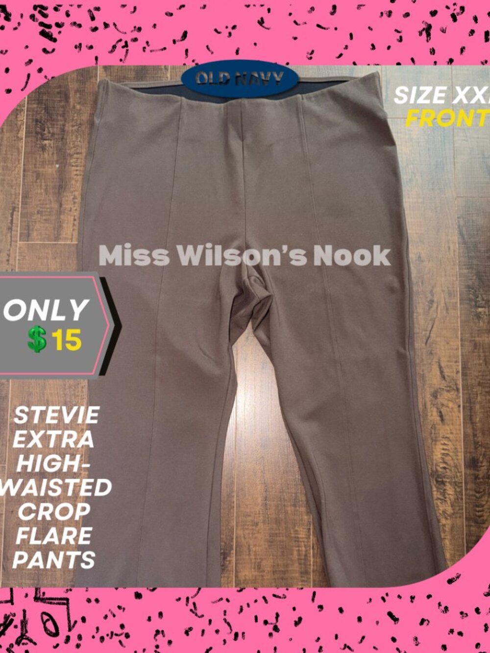 Old Navy Stevie Extra High-Waisted Crop Flare Pants Brown Pintuck